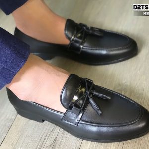 Giày lười nam da bò trơn kết hợp chuông màu đen D13